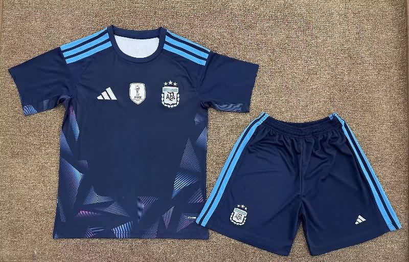 Argentina 2026 Kids World Cup Goalkeeper Dark Blue Soccer Jersey And Shorts Argentina 2026 Kids World Cup Goalkeeper Dark Blue Soccer Jersey And Shorts