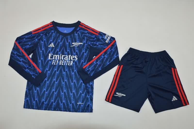 Arsenal 25/26 Kids Away Long Sleeve Soccer Jersey And Shorts