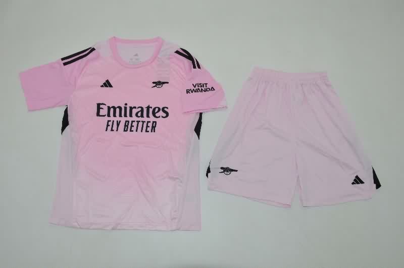 Arsenal 25/26 Kids Goalkeeper Pink Soccer Jersey And Shorts