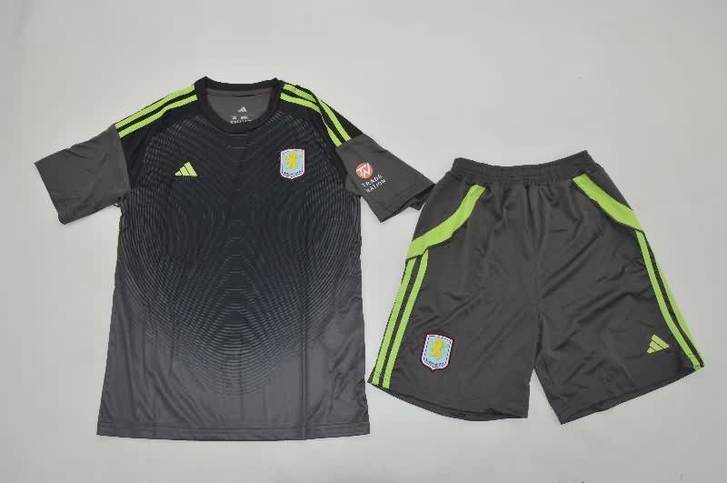 Aston Villa 25/26 Kids Goalkeeper Black Soccer Jersey And Shorts