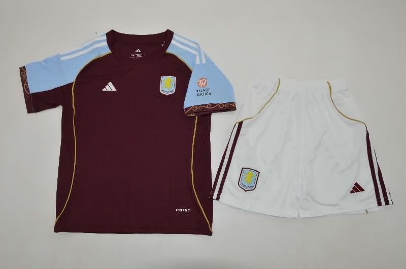 Aston Villa 25/26 Kids Home Soccer Jersey And Shorts