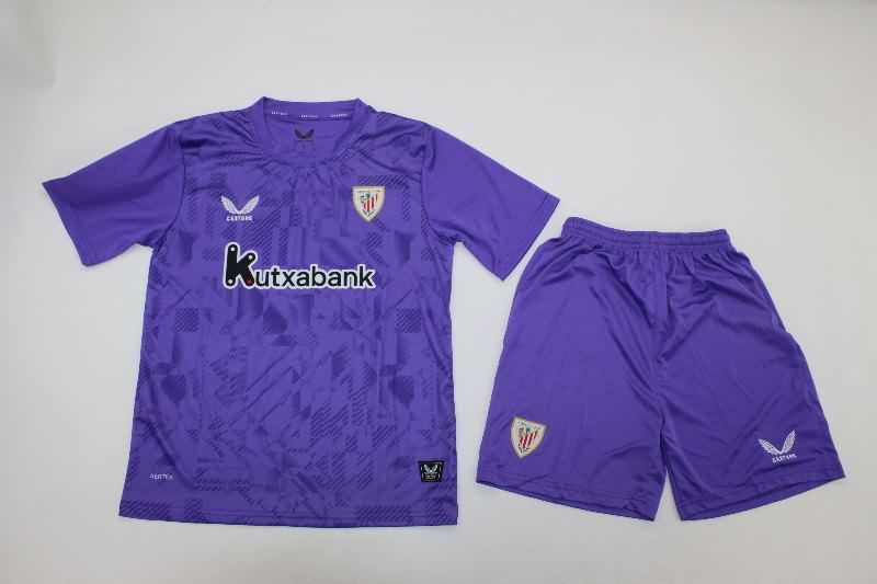 Athletic Bilbao 25/26 Kids Goalkeeper Purple Soccer Jersey And Shorts