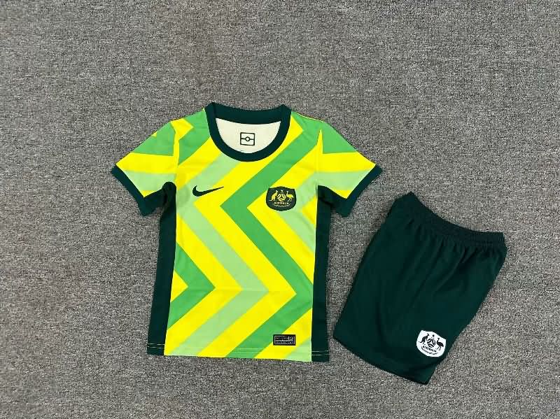 Australia 2025 Kids Home Soccer Jersey And Shorts