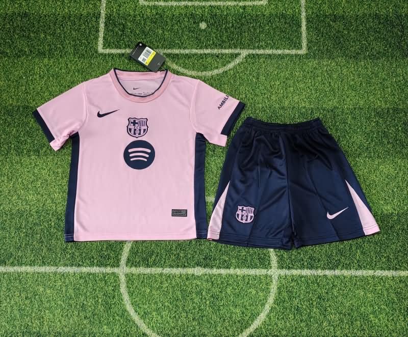 Barcelona 25/26 Kids Pink Soccer Jersey And Shorts