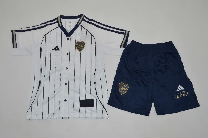 Boca Juniors 25/26 Kids Travel White Soccer Jersey And Shorts
