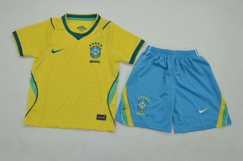 Brazil 2026 Kids Home Soccer Jersey And Shorts