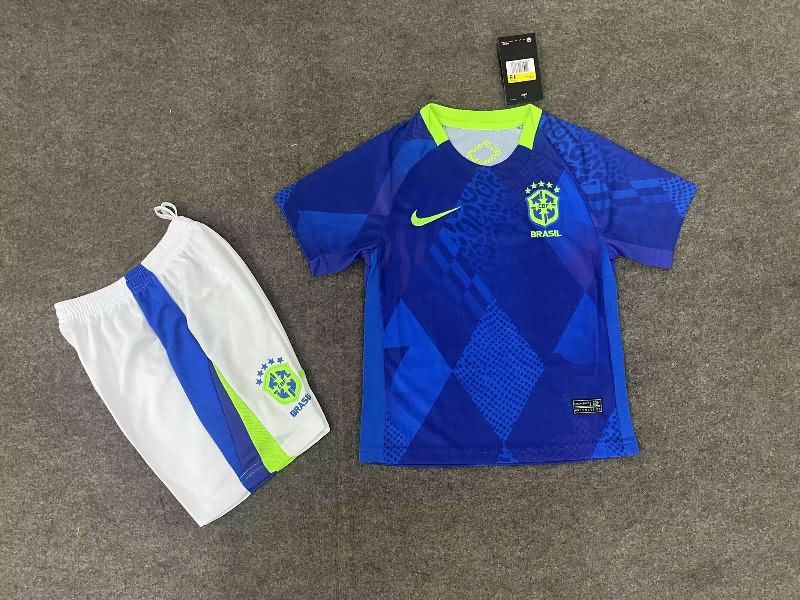 Brazil 2025 Kids Away Soccer Jersey And Shorts