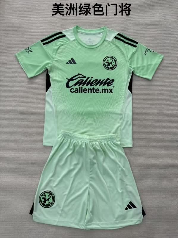 Club America 25/26 Kids Goalkeeper Green Soccer Jersey And Shorts