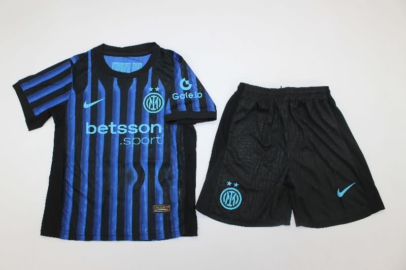 Inter Milan 25/26 Kids Home Soccer Jersey And Shorts (Player)