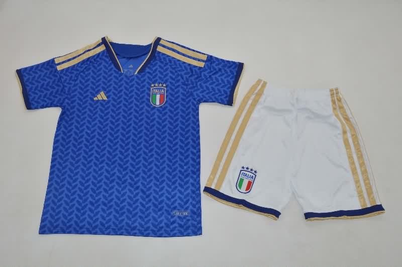 Italy 25/26 Kids Home Soccer Jersey And Shorts (Player)