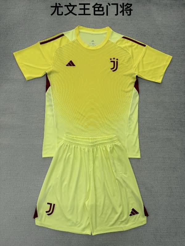 Juventus 25/26 Kids Goalkeeper Yellow Soccer Jersey And Shorts