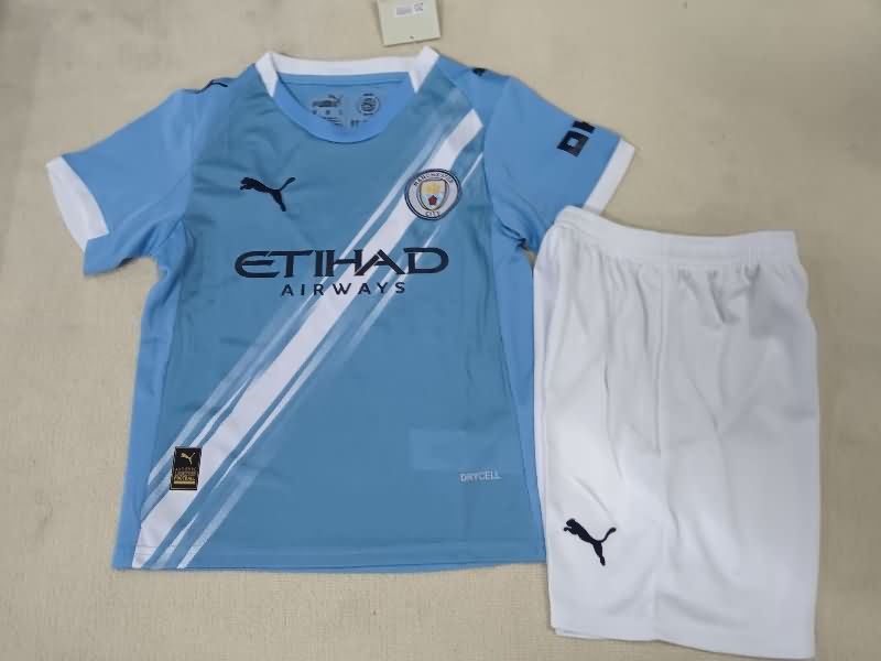 Manchester City 25/26 Kids Home Soccer Jersey And Shorts Leaked