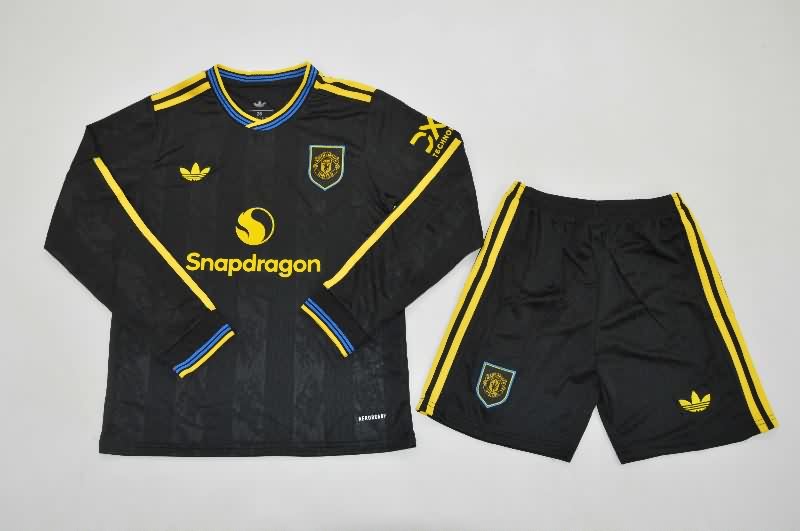 Manchester United 25/26 Kids Third Long Sleeve Soccer Jersey And Shorts