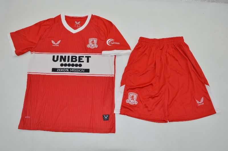 Middlesbrough 25/26 Kids Home Soccer Jersey And Shorts