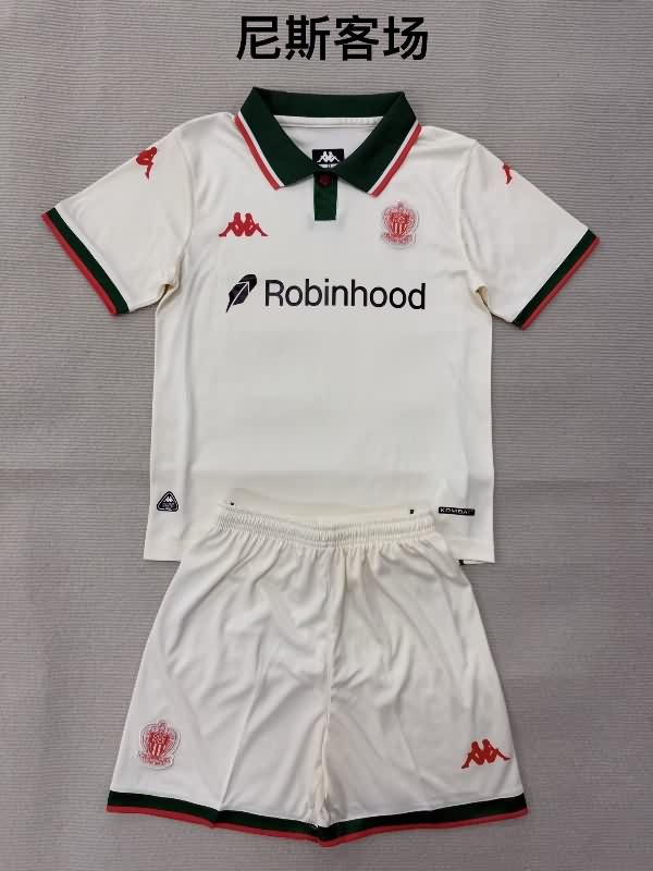 OGC Nice 25/26 Kids Away Soccer Jersey And Shorts OGC Nice 25/26 Kids Away Soccer Jersey And Shorts