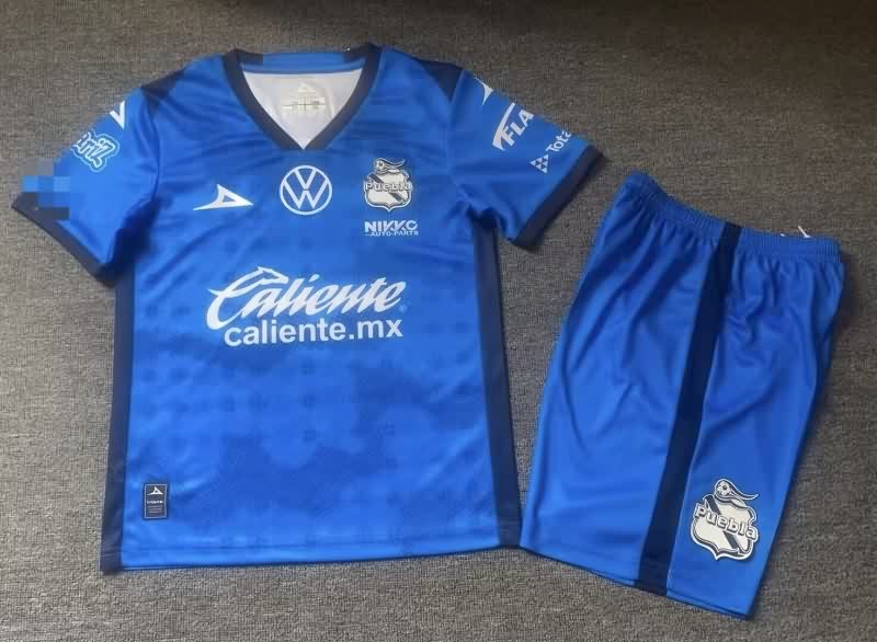 Puebla 25/26 Kids Goalkeeper Dark Blue Soccer Jersey And Shorts