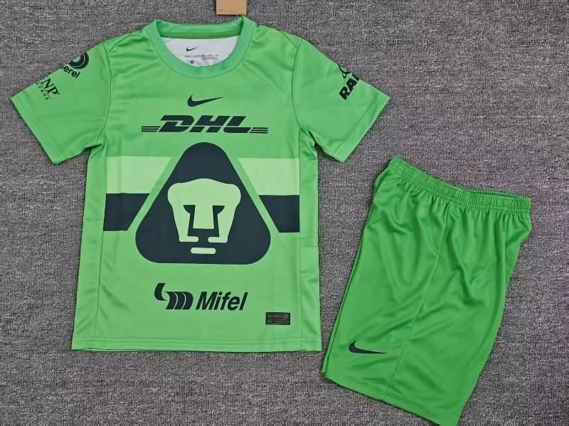 Pumas UNAM 25/26 Kids Goalkeeper Green Soccer Jersey And Shorts
