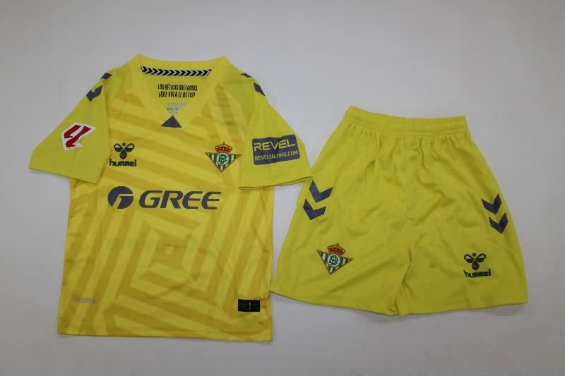 Real Betis 25/26 Kids Goalkeeper Yellow Soccer Jersey And Shorts