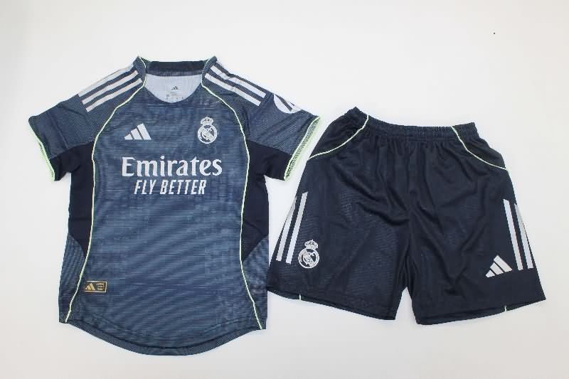 Real Madrid 25/26 Kids Away Soccer Jersey And Shorts (Player)