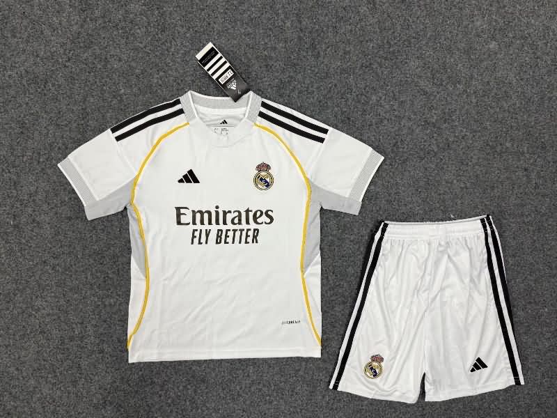 Real Madrid 25/26 Kids Home Soccer Jersey And Shorts Leaked