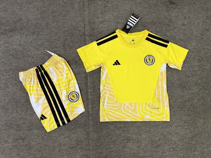 Scotland 2026 Kids Goalkeeper Yellow Soccer Jersey And Shorts