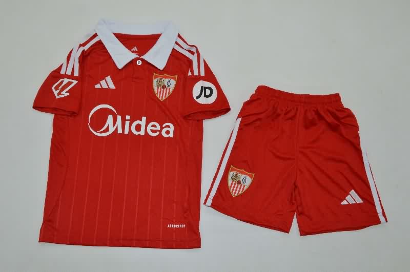 Sevilla 25/26 Kids Away Soccer Jersey And Shorts