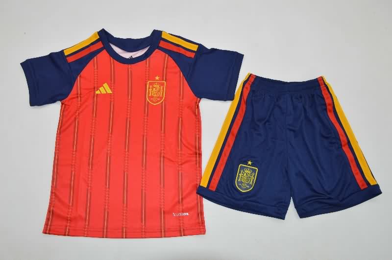 Spain 2026 Kids Home Soccer Jersey And Shorts