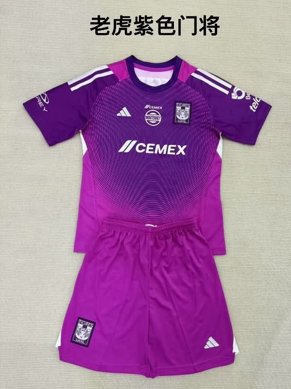 Tigres UANL 25/26 Kids Goalkeeper Purple Soccer Jersey And Shorts