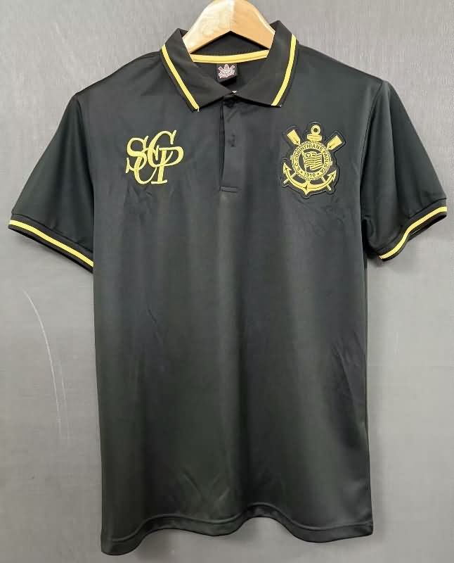 AAA(Thailand) Corinthians 2025 Black Polo Soccer T-Shirt