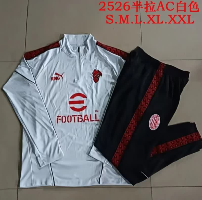 AAA(Thailand) AC Milan 25/26 White Soccer Tracksuit 02 AAA(Thailand) AC Milan 25/26 White Soccer Tracksuit 02
