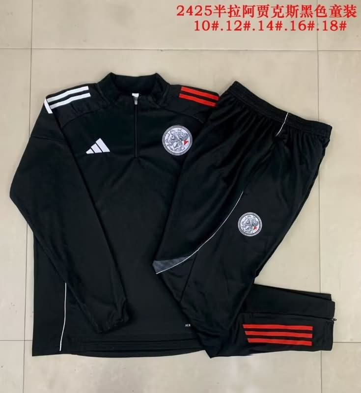 Ajax 25/26 Kids Black Soccer Tracksuit