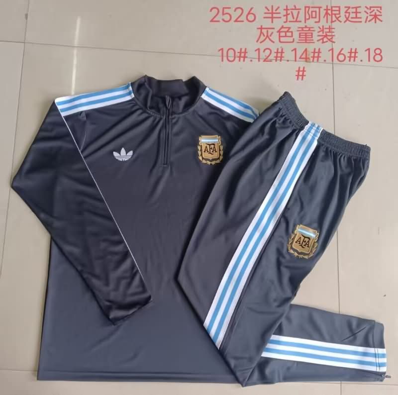 Argentina 2025 Kids Dark Grey Soccer Tracksuit