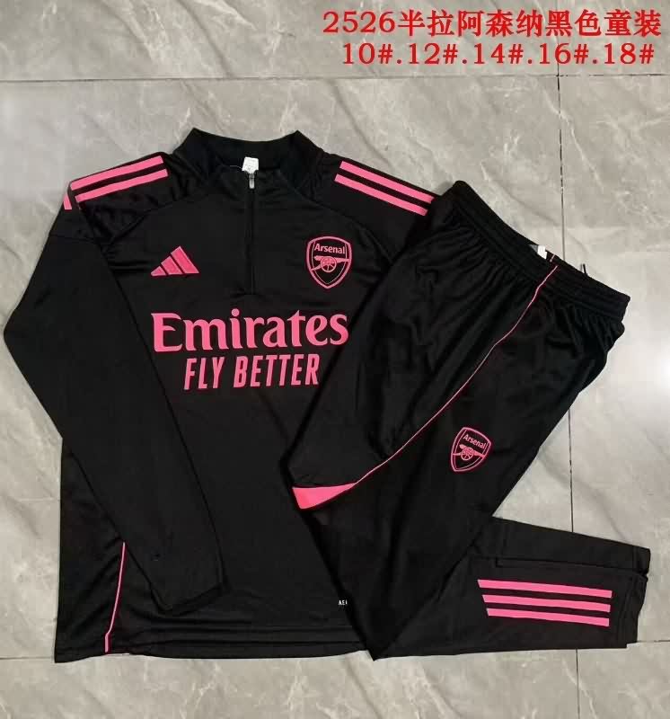 Arsenal 25/26 Kids Black Soccer Tracksuit