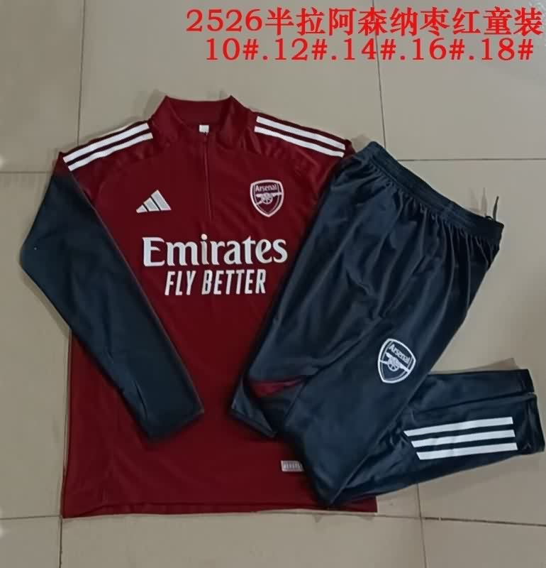 Arsenal 25/26 Kids Red Soccer Tracksuit 05