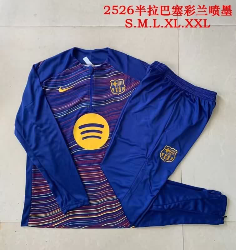 AAA(Thailand) Barcelona 25/26 Dark Blue Soccer Tracksuit 03