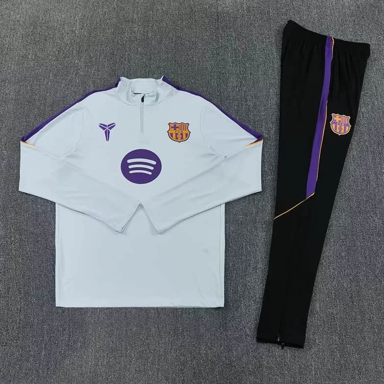 AAA(Thailand) Barcelona 25/26 Grey Soccer Tracksuit 02