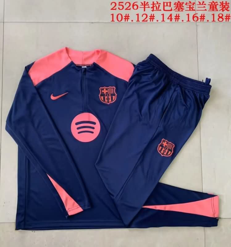 Barcelona 25/26 Kids Dark Blue Soccer Tracksuit 02