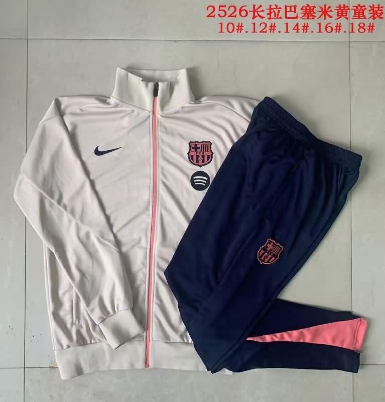Barcelona 25/26 Kids Light Yellow Soccer Tracksuit