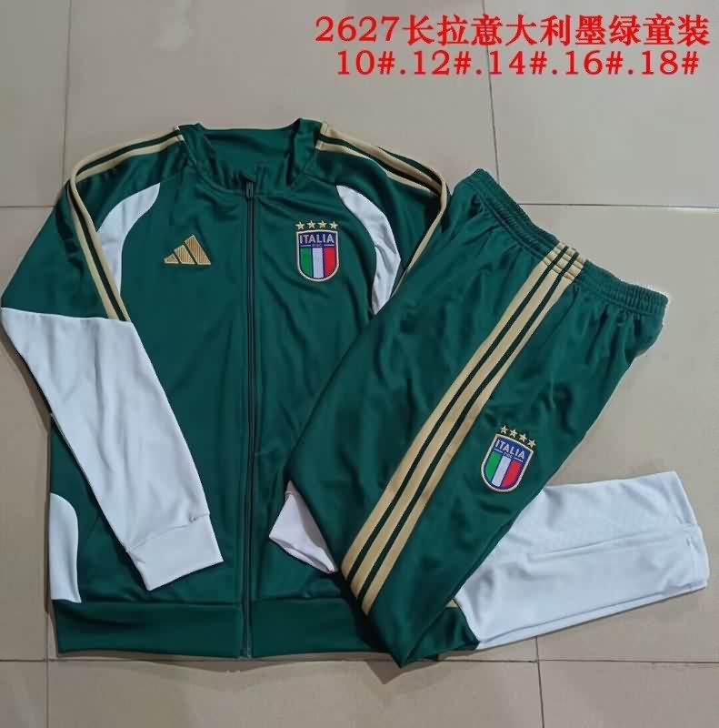 Italy 2026 Kids Green Soccer Tracksuit 02