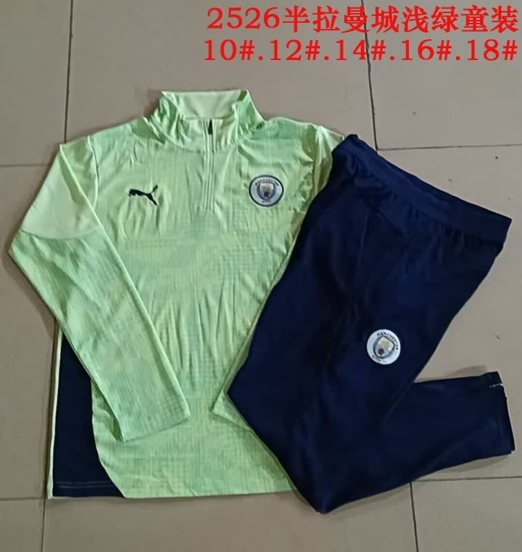 Manchester City 25/26 Kids Green Soccer Tracksuit