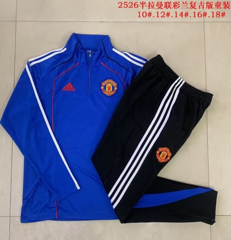 Manchester United 25/26 Kids Blue Soccer Tracksuit 02