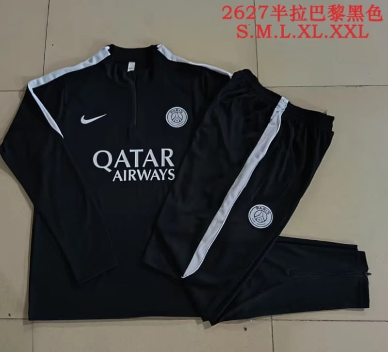 AAA(Thailand) Paris St Germain 25/26 Black Soccer Tracksuit 11