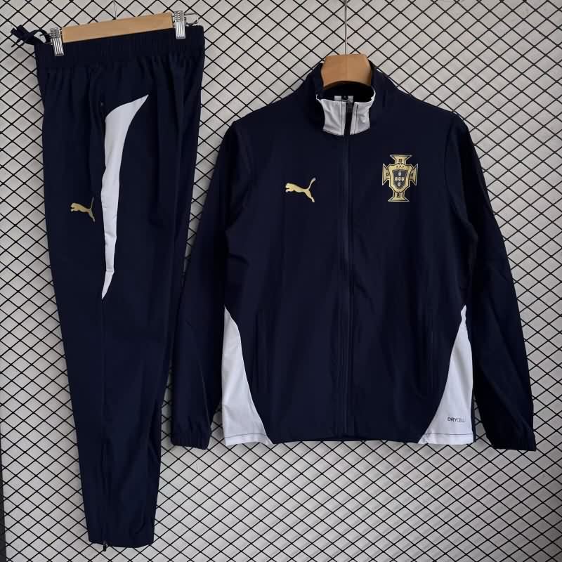 AAA(Thailand) Portugal 2025 Dark Blue Soccer Tracksuit 02