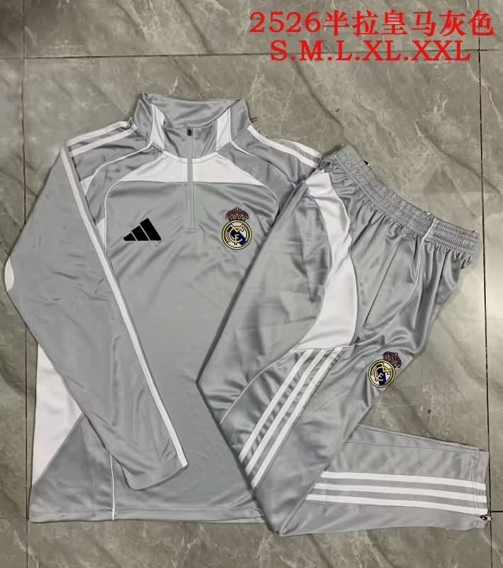 AAA(Thailand) Real Madrid 25/26 Grey Soccer Tracksuit 04