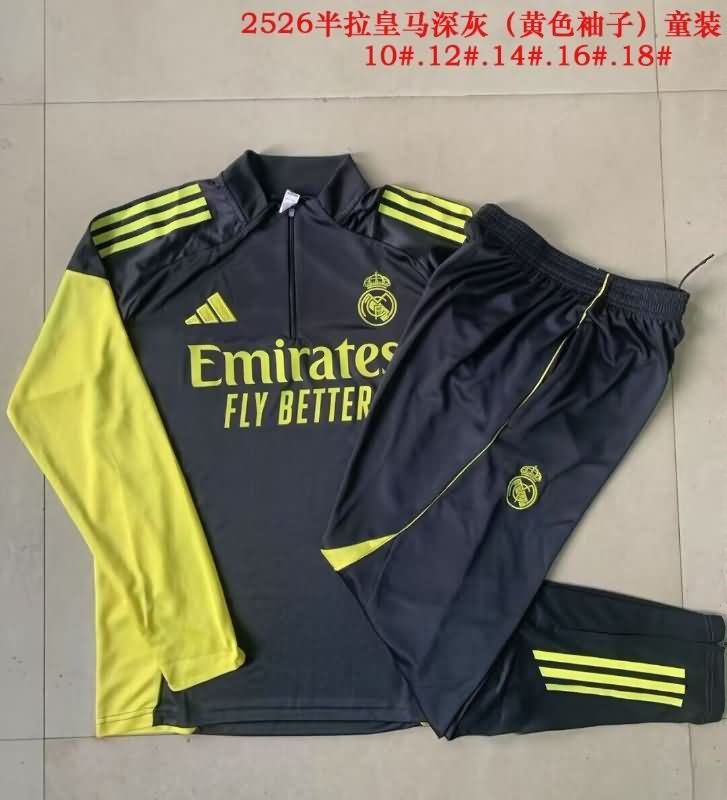 Real Madrid 25/26 Kids Dark Grey Soccer Tracksuit