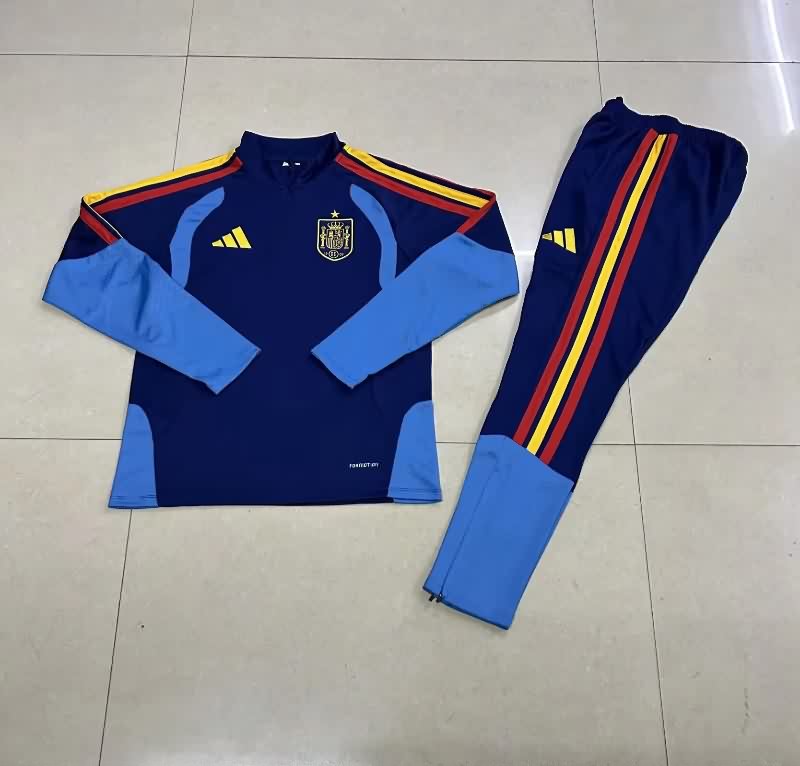 Spain 2026 Kids Dark Blue Soccer Tracksuit