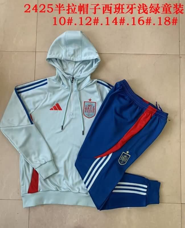 Spain 2025 Kids Green Soccer Tracksuit