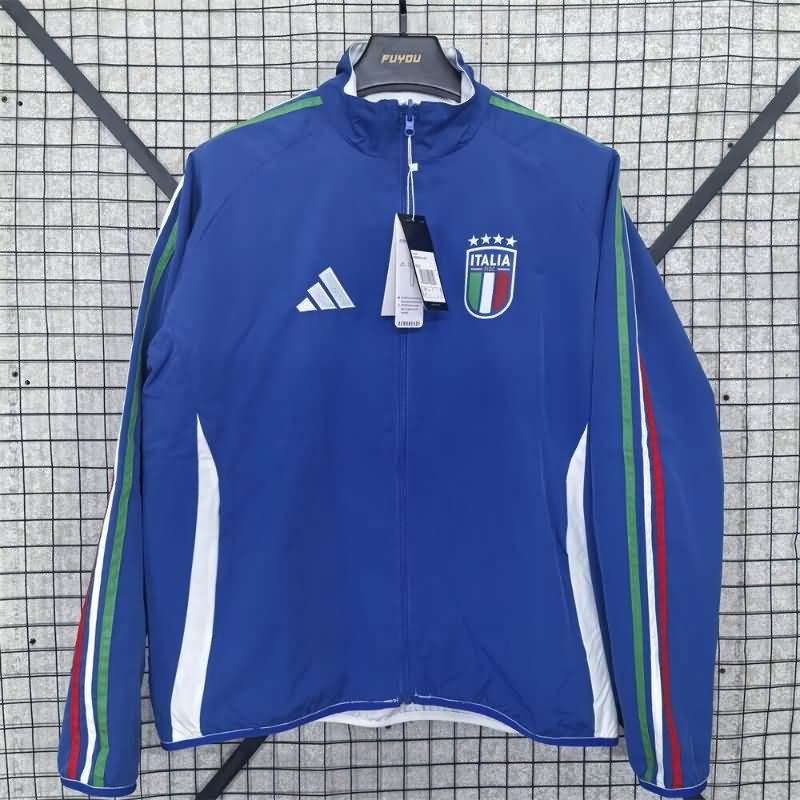 AAA(Thailand) Italy 2025 Blue White Reversible Soccer Windbreaker