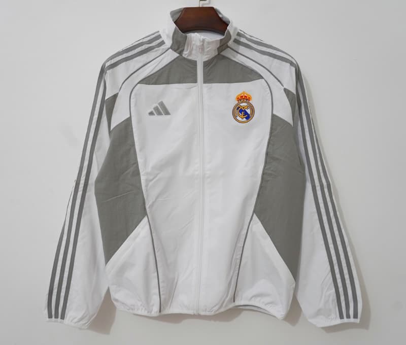 AAA(Thailand) Real Madrid 25/26 White Soccer Windbreaker 08