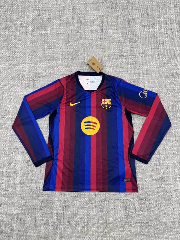AAA(Thailand) Barcelona 26/27 Home Long Sleeve Soccer Jersey (Leaked)